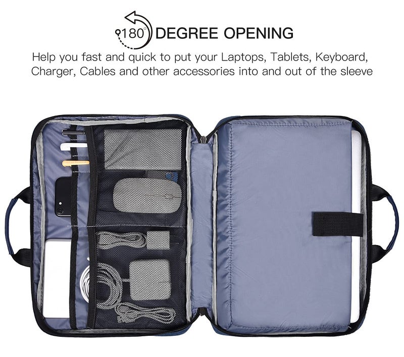 imComor 15.6 Inch Laptop Sleeve Bag, Waterproof Men Women TSA Case for Macbook Pro 16 M4 M3 M2 M1, Acer Aspire E15/Predator, Lenovo Ideapad 1 15.6, HP Envy/Victus 15.6, ASUS Dell 15 16 Case, Navy Blue - Image 2